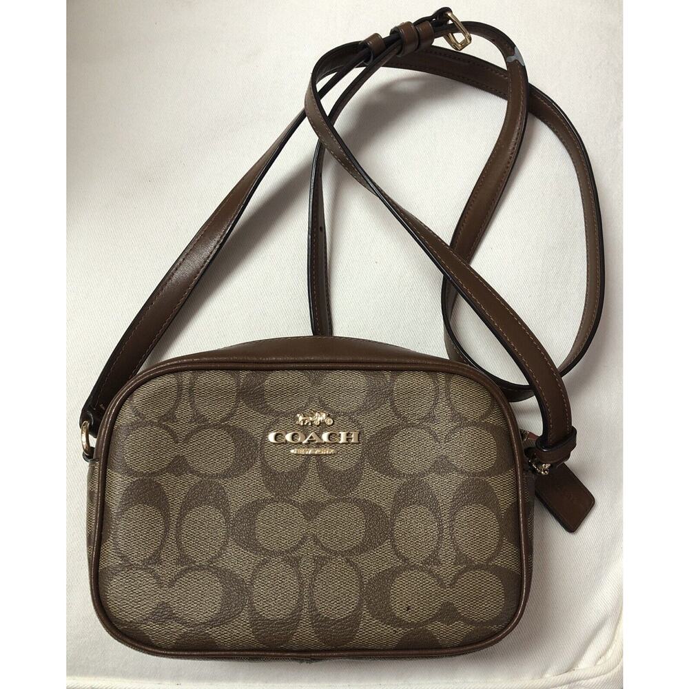 Coach Mini Jamie Camera Bag In Signature Canvas Gold Khaki Saddle 2 C9926 Read